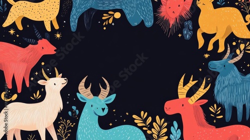 Illustration of zodiac symbols as mythical creatures, creative and fantastical theme photo