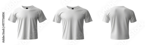 White T-Shirt Front and Back View Mockups, Isolated PNG with Transparent Background