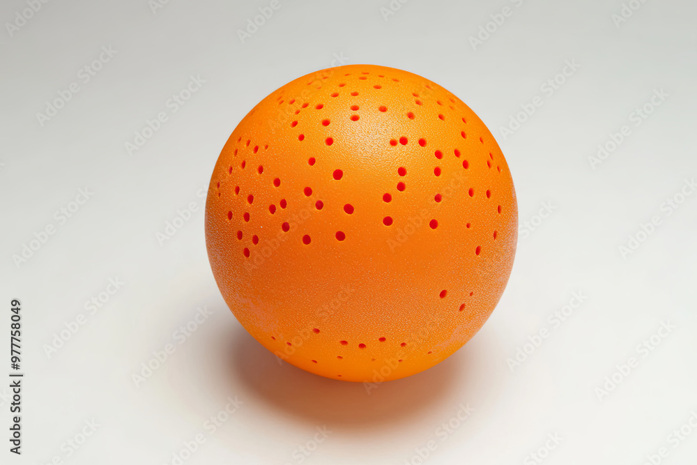 Orange squash ball with small dot on a white background Orange squash ball with small dot on a white background