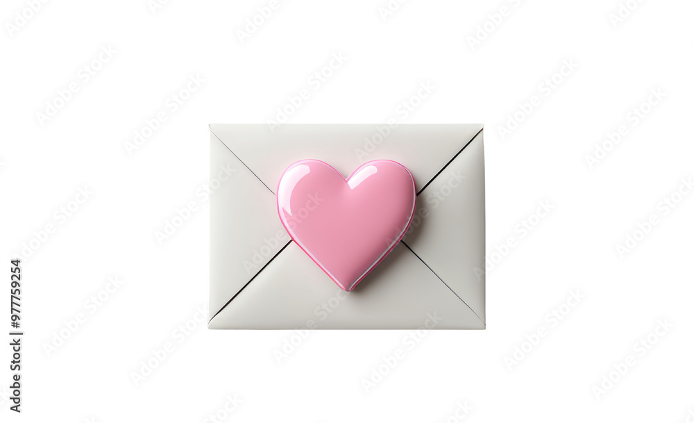 Envelope with a White Background and a Pink Heart, Isolated PNG with Transparent Background Envelope with a White Background and a Pink Heart, Isolated PNG with Transparent Background