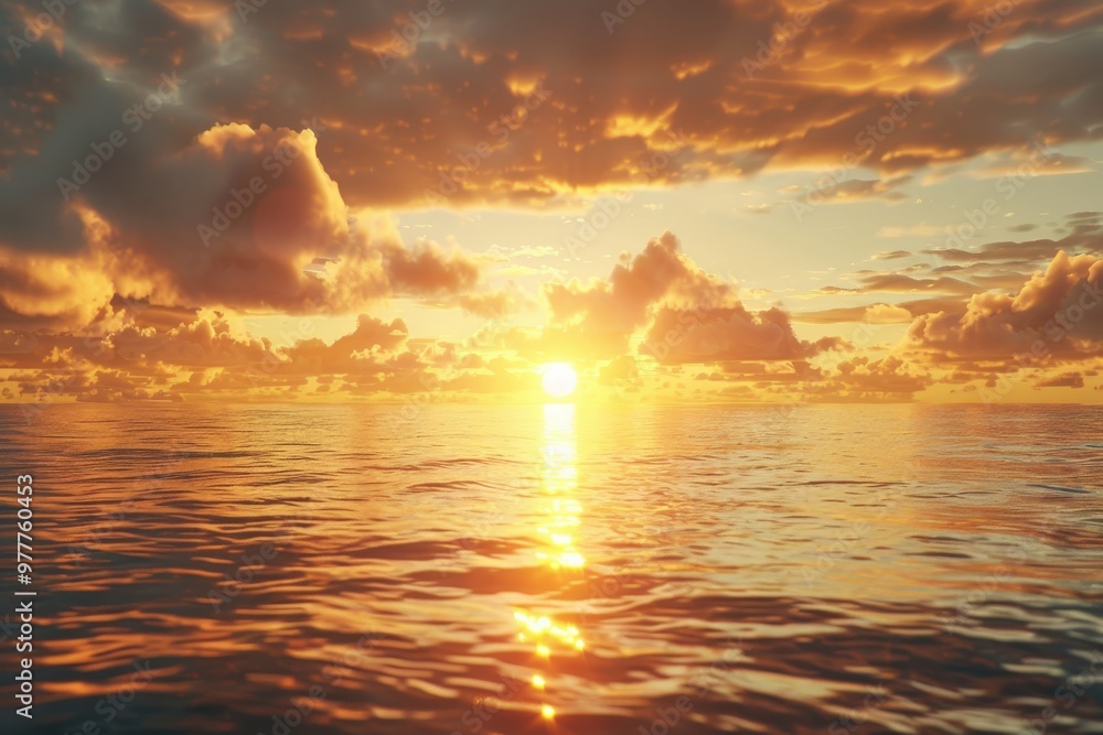 The sun is setting over the ocean, casting a warm glow on the water, generative ai image The sun is setting over the ocean, casting a warm glow on the water, generative ai image