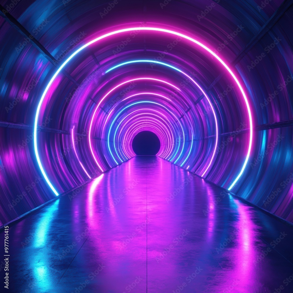 Vibrant neon tunnel with glowing circles, creating a futuristic and immersive atmosphere for unique visual experiences. Vibrant neon tunnel with glowing circles, creating a futuristic and immersive atmosphere for unique visual experiences.