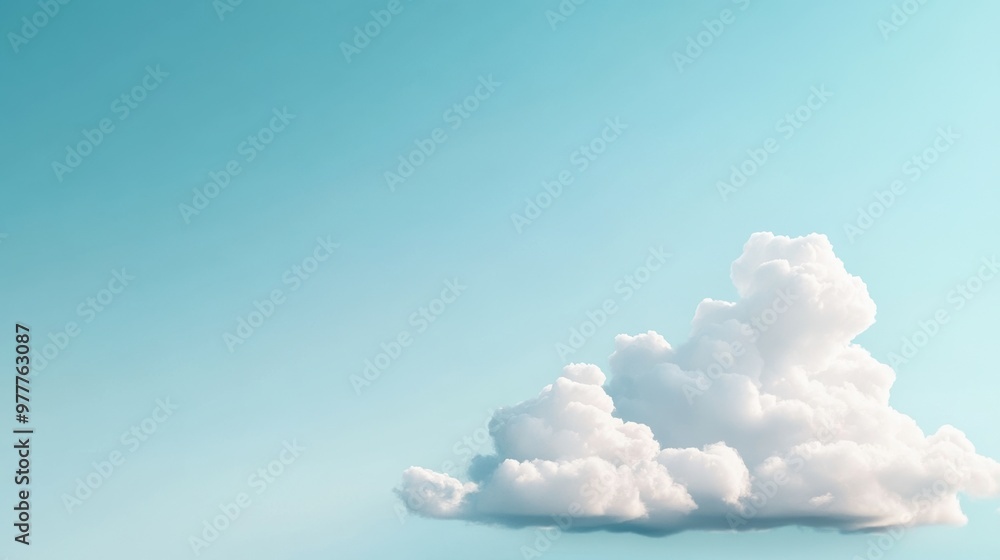 A serene sky featuring a fluffy white cloud against a bright blue backdrop, perfect for evoking tranquility and peace.