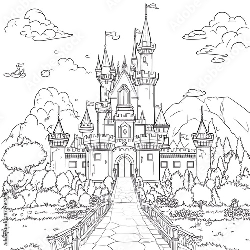 simple castle coloring page