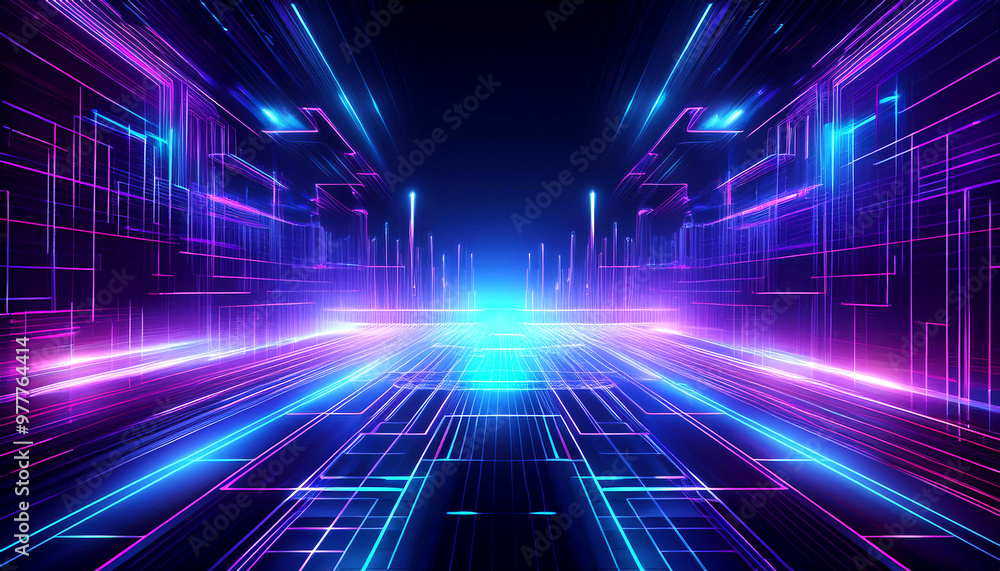 Futuristic Digital Circuitry with Glowing Lines Futuristic Digital Circuitry with Glowing Lines
