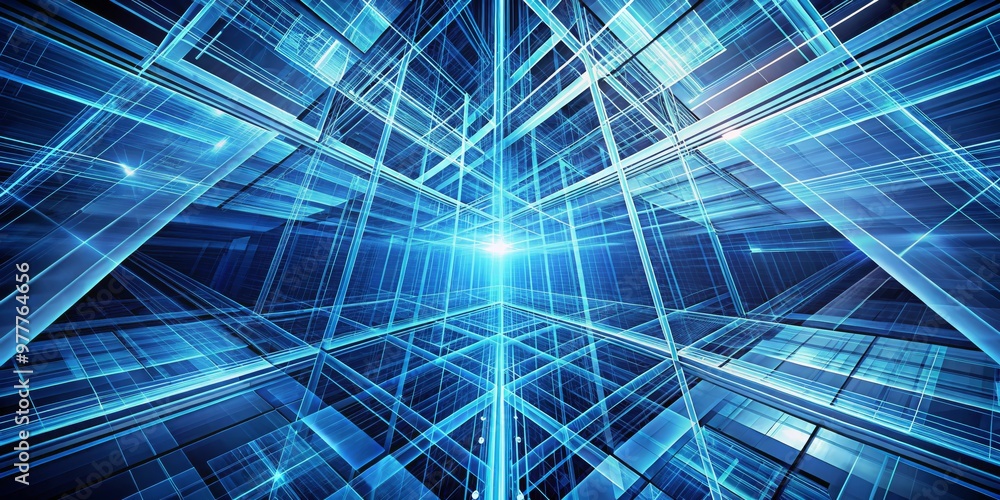 Blue Glowing Glass Cube Abstract, Architecture, Digital Art, Technology Blue Glowing Glass Cube Abstract, Architecture, Digital Art, Technology