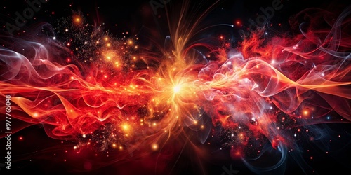 Cosmic Convergence Abstract Composition of Swirling Light and Stars, Abstract, Space, Galaxy