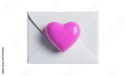 Envelope and a pink heart, Isolated PNG with Transparent Background