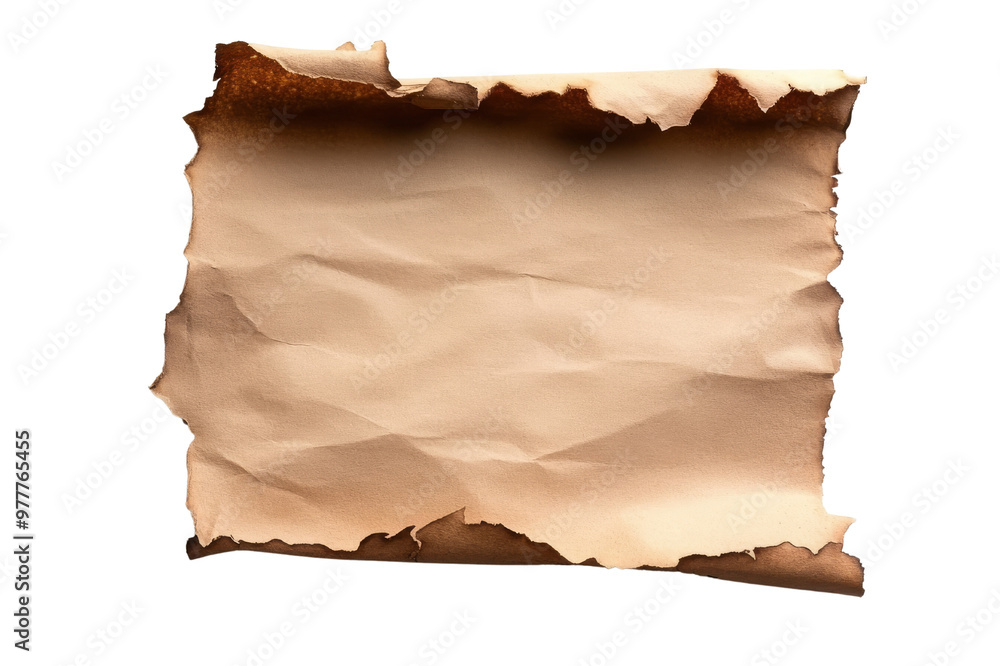 Fototapeta premium Old paper with burned edges, Isolated PNG with Transparent Background