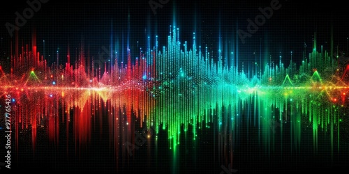 Digital Sound Wave Abstract, Sound Design, Audio Visualization, Digital Art photo