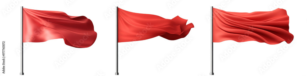 Simple Red Flags on a Black Pole, Isolated PNG with Transparent Background Simple Red Flags on a Black Pole, Isolated PNG with Transparent Background