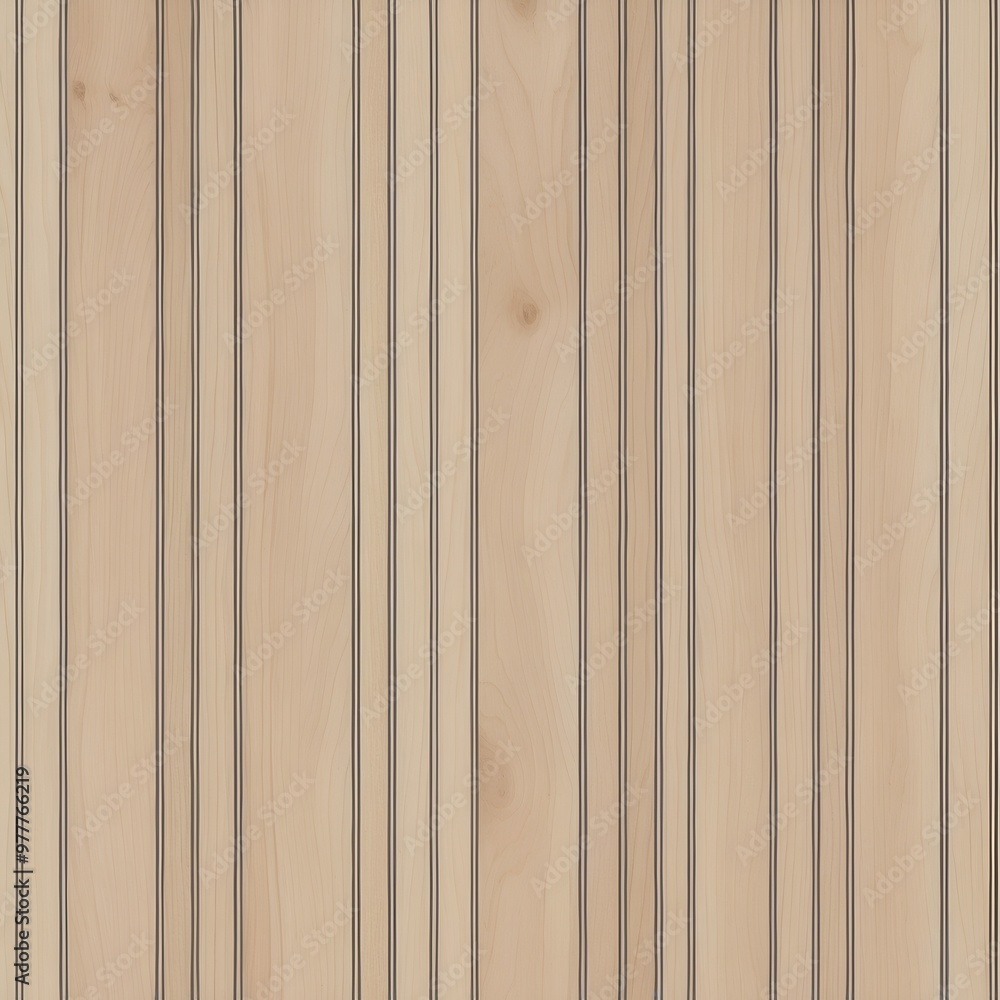 Naklejka premium close-up view of a wooden surface with a vertical striped pattern. The wood has a light brown color with subtle variations in tone, giving it a natural and textured appearance
