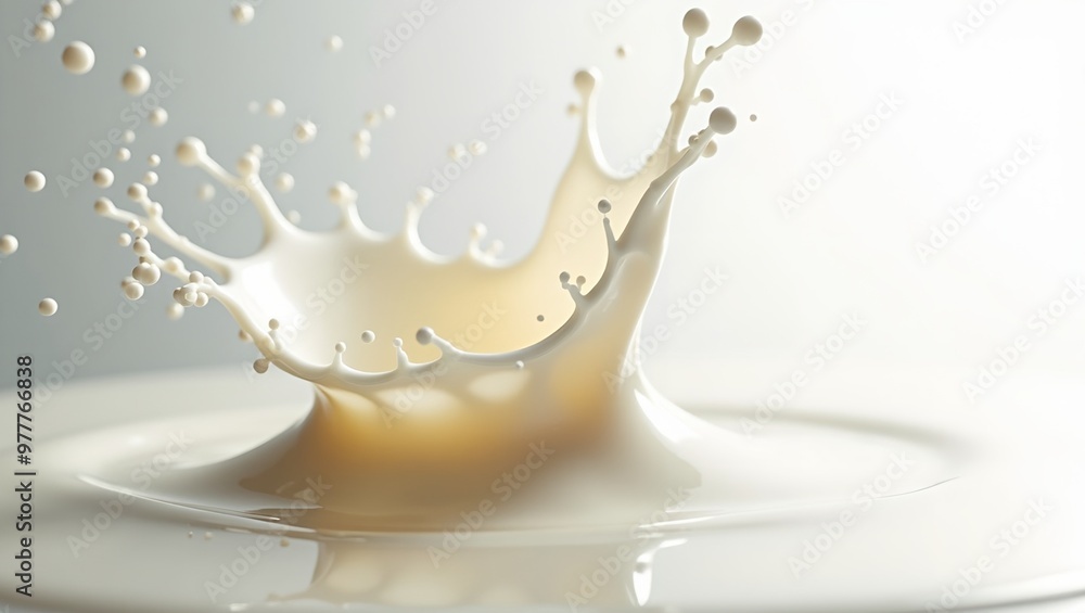 Dynamic milk splash in soft light forming abstract shapes Dynamic milk splash in soft light forming abstract shapes