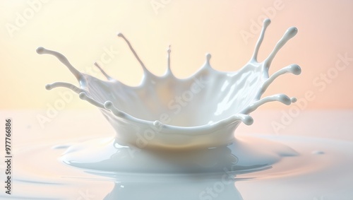 Dynamic milk splash with elegant curves vibrant colors and high contrast lighting