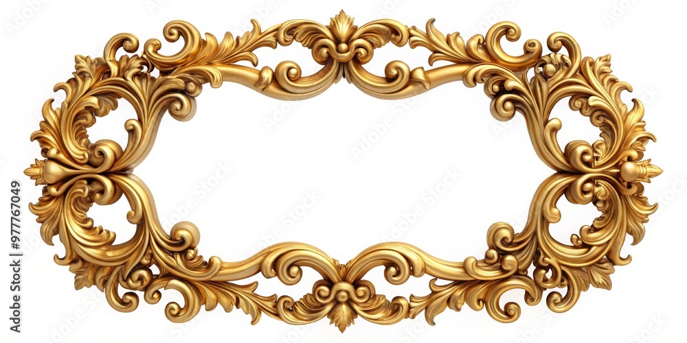 Ornate Golden Frame with Floral Motifs, Baroque Style, 3D Rendering, Gold, Decorative, Frame, Ornament Ornate Golden Frame with Floral Motifs, Baroque Style, 3D Rendering, Gold, Decorative, Frame, Ornament