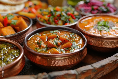 Variety of traditional Indian dishes. Street food. Festive dishes for Diwali and Holi. Asian cuisine