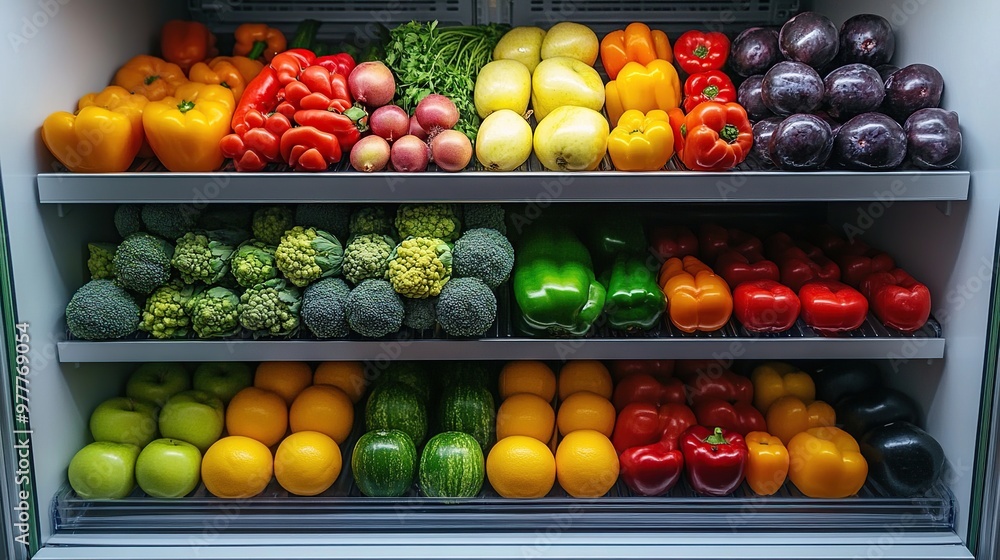 A Colorful Display of Fresh Produce in a Refrigerator. Generate Ai Image A Colorful Display of Fresh Produce in a Refrigerator. Generate Ai Image