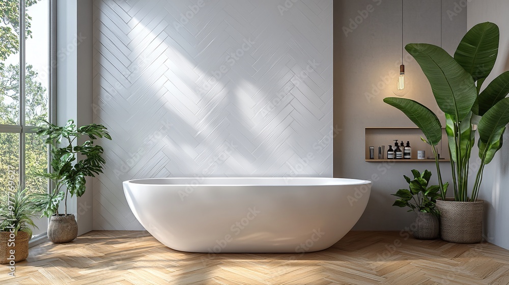 Modern Bathroom Interior Design with Freestanding Tub. Generate Ai Image Modern Bathroom Interior Design with Freestanding Tub. Generate Ai Image