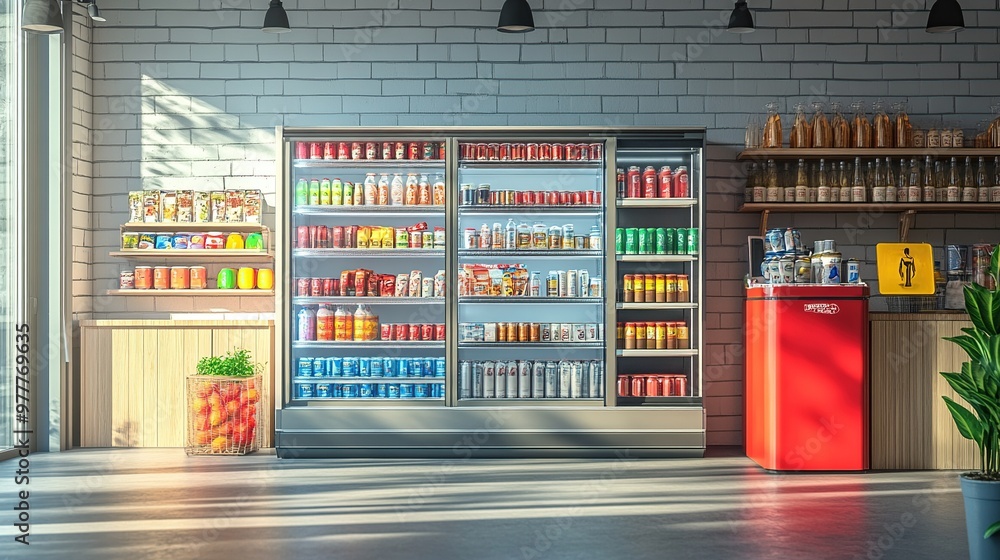 Fototapeta premium Modern Minimalist Convenience Store Interior. Generate Ai Image