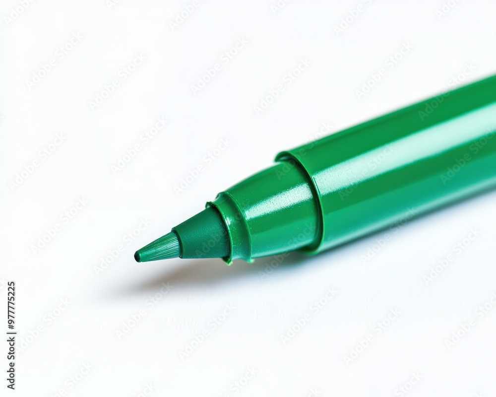 Green Marker Close-Up on White Background. Pen Macro Shot for Painting Hobby Green Marker Close-Up on White Background. Pen Macro Shot for Painting Hobby