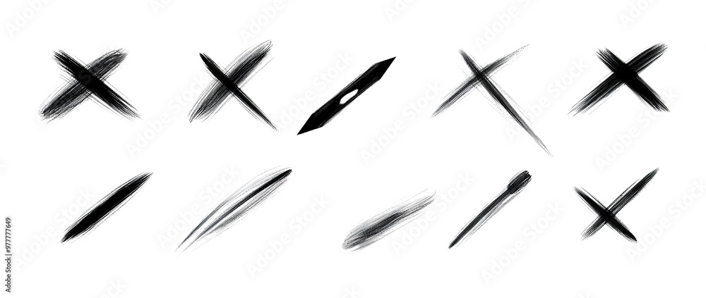 Hand-Drawn Check Mark and X Sign Set, Isolated PNG with Transparent Background Hand-Drawn Check Mark and X Sign Set, Isolated PNG with Transparent Background