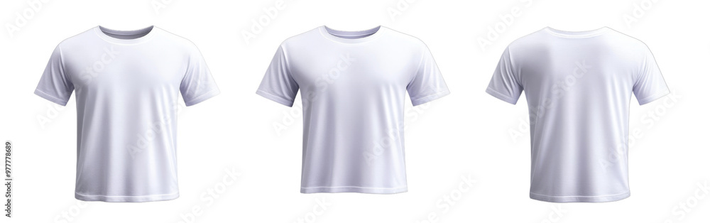 White T-Shirt Front and Back View Mockups, Isolated PNG with Transparent Background White T-Shirt Front and Back View Mockups, Isolated PNG with Transparent Background