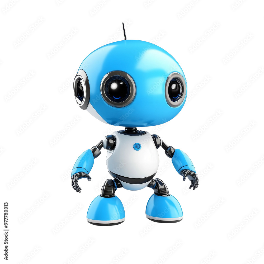 Cute Robot with Big Eyes, Isolated PNG with Transparent Background Cute Robot with Big Eyes, Isolated PNG with Transparent Background