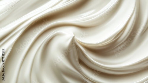 A close-up of smooth, creamy white substance swirling in a circular pattern