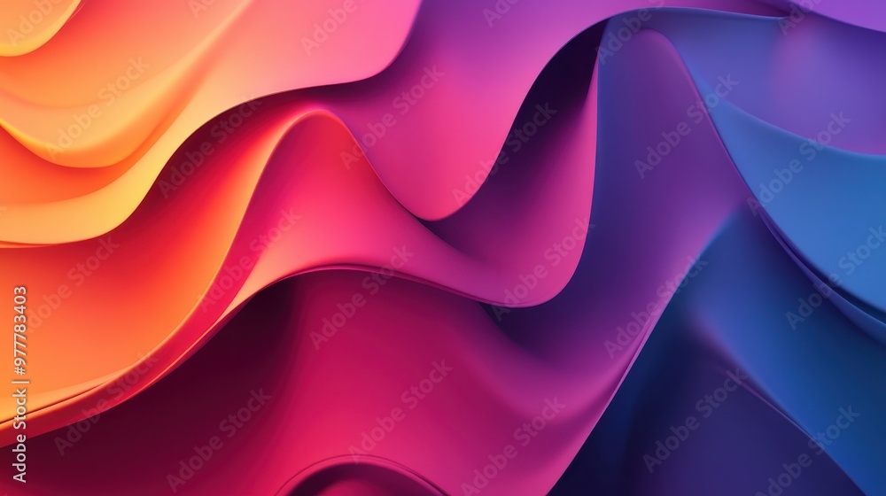 Fototapeta premium Fluid, colorful waves of orange, pink, purple, and blue blend together in a vibrant abstract pattern