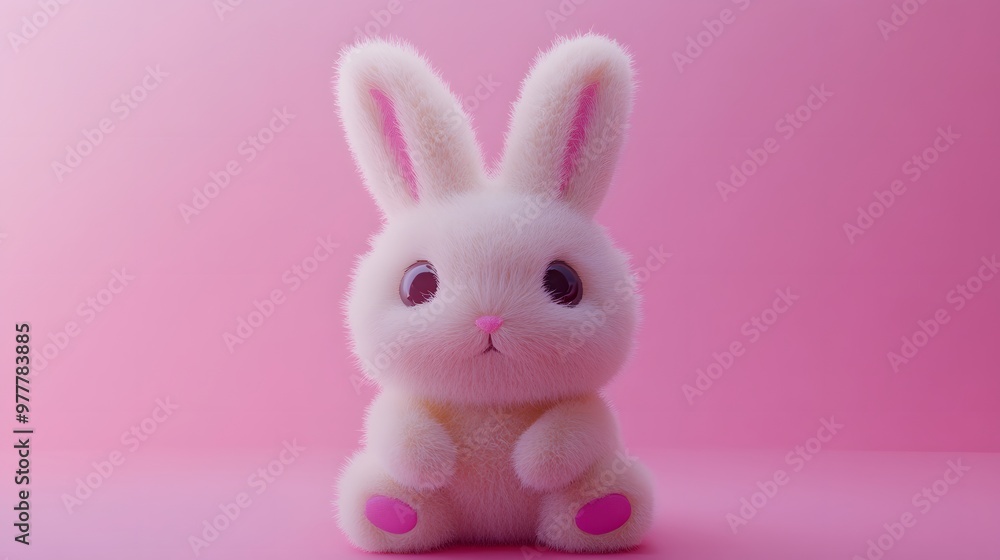 Fototapeta premium Pink and Purple Plush Bunny and Pink Background, Abstract Image, Texture, Pattern Background, Wallpaper, Cover and Screen for Smartphone, PC, Laptop, 9:16 and 16:9 Format