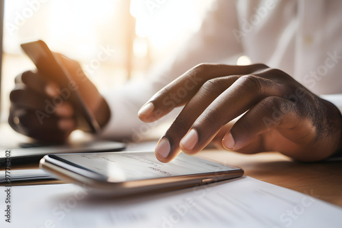 Close-up of hands using a smartphone