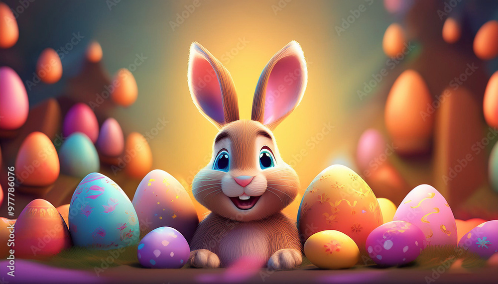 custom made wallpaper toronto digitalConiglio carino che sorride e uova di pasqua colorate