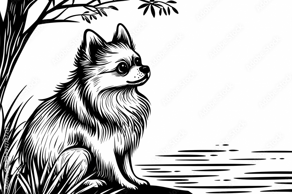 Obraz premium Cute coloring page featuring a playful dog for kids creativity.
