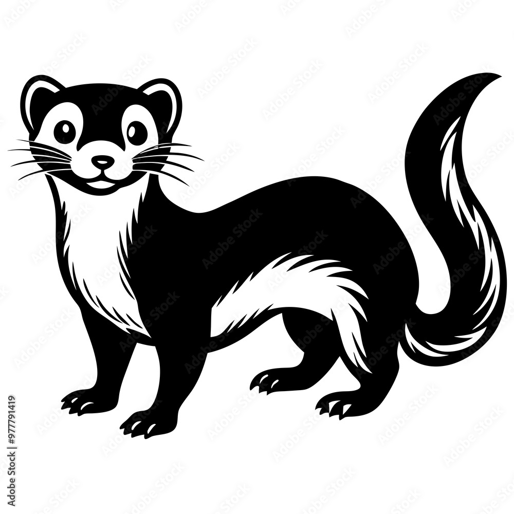 ferret slinking with a curious, playful expression and elongated body vector ferret slinking with a curious, playful expression and elongated body vector