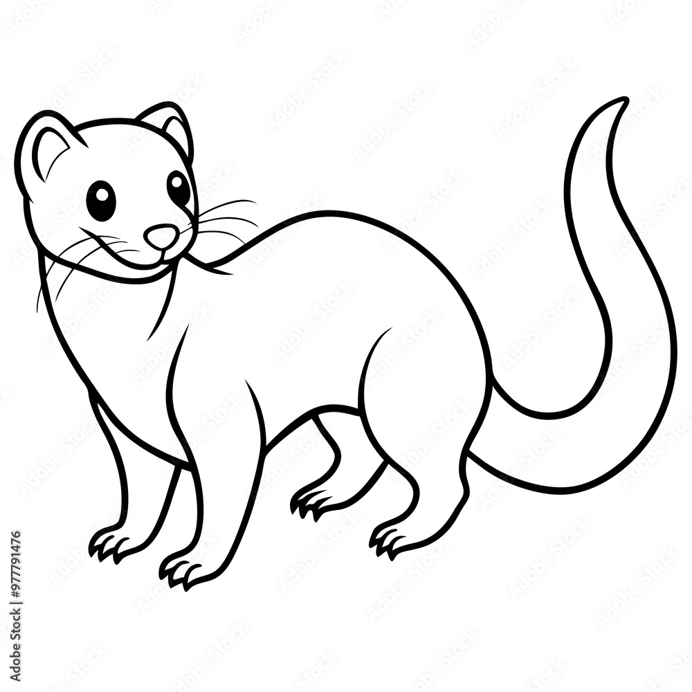 ferret slinking with a curious, playful expression and elongated body vector ferret slinking with a curious, playful expression and elongated body vector