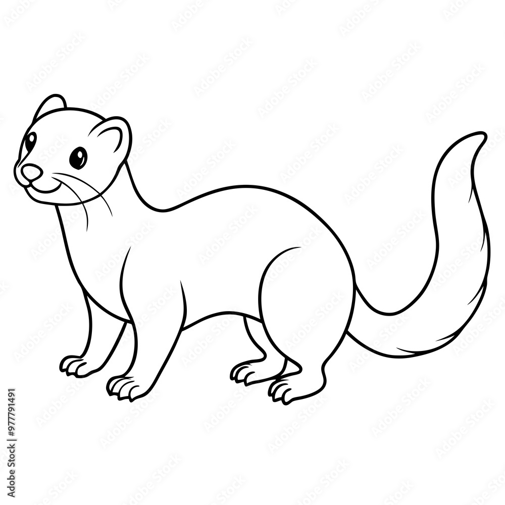 ferret slinking with a curious, playful expression and elongated body vector ferret slinking with a curious, playful expression and elongated body vector