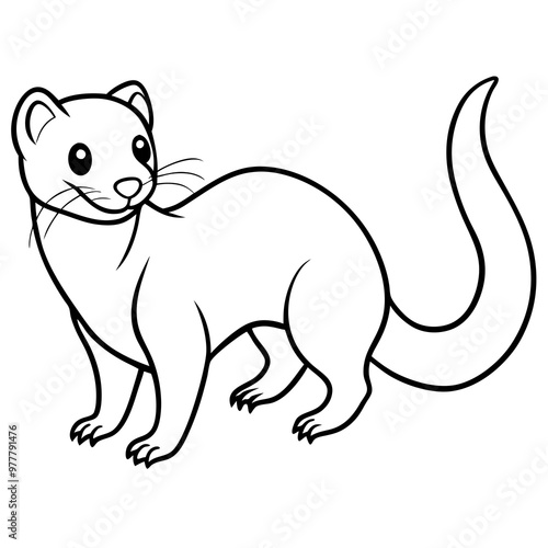 ferret slinking with a curious, playful expression and elongated body vector