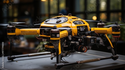 Robotic arms in a tech facility assembling AI-powered surveillance drones in real time