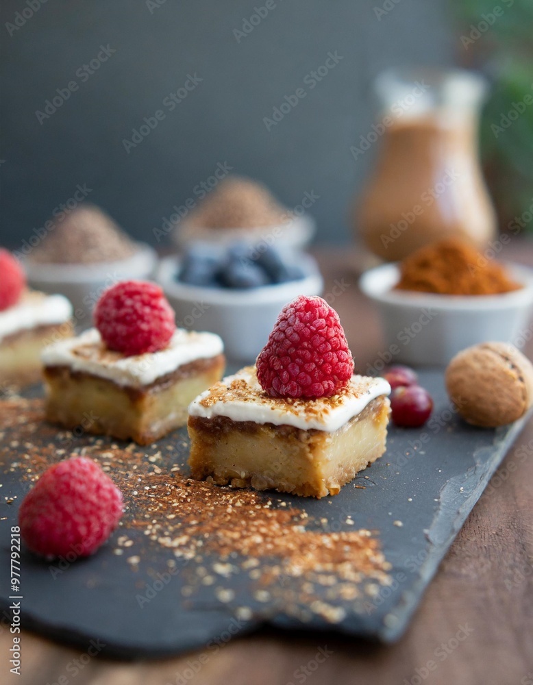 Satisfying paleo desserts with depth of field featuring natural ingredients and indulgent taste Satisfying paleo desserts with depth of field featuring natural ingredients and indulgent taste