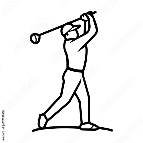 golfer icon or modern line symbol. Vector line art and icon design with bold outline. Black and white Pixel Perfect minimalistic symbol isolated white background. Silhouette simple thin sign