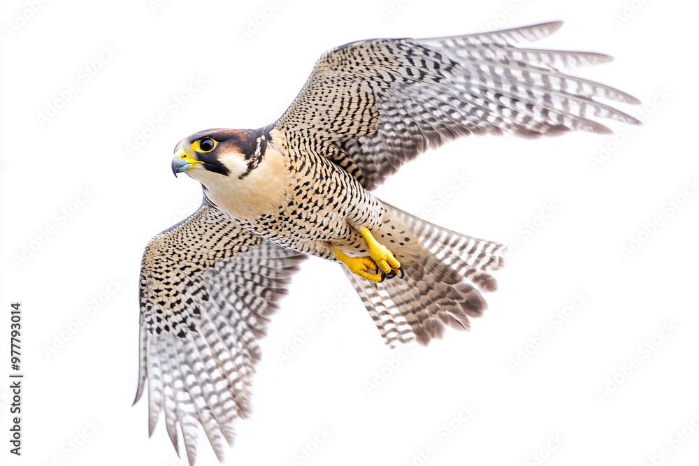 Flying falcon isolated on a white background