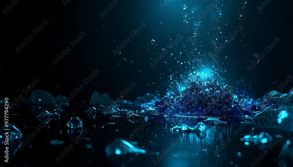 Obraz premium Cyber Dimension Shattered in a Black Void
