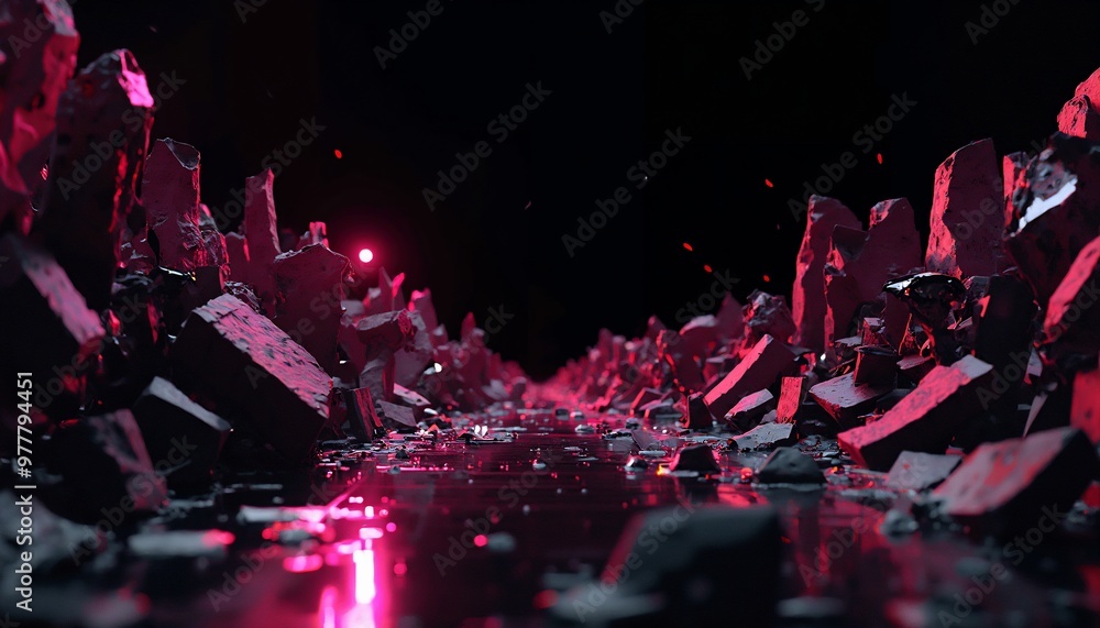 Fototapeta premium Flickering Glitch Art in a Black Void