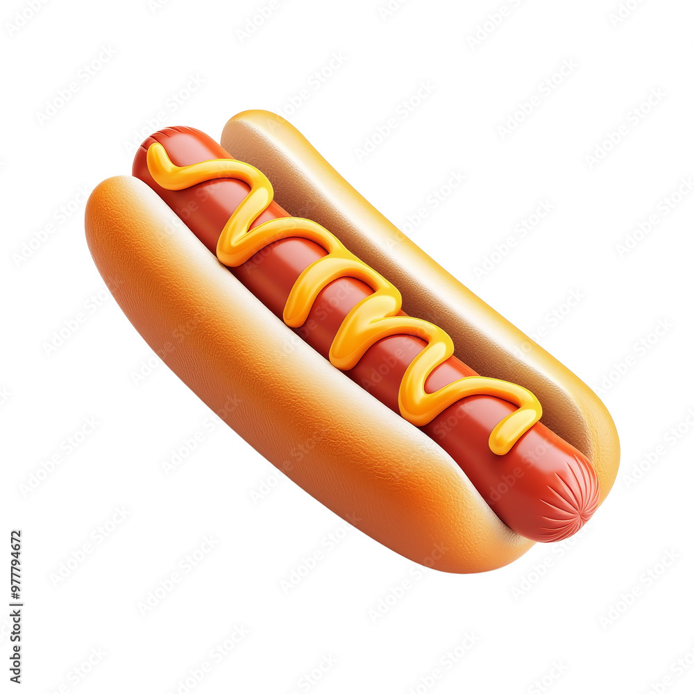 Delicious hot dog with mustard on a soft bun, perfect for summer picnics, barbecues, and quick snacks on the go. Isolated on transparent background. Delicious hot dog with mustard on a soft bun, perfect for summer picnics, barbecues, and quick snacks on the go. Isolated on transparent background.