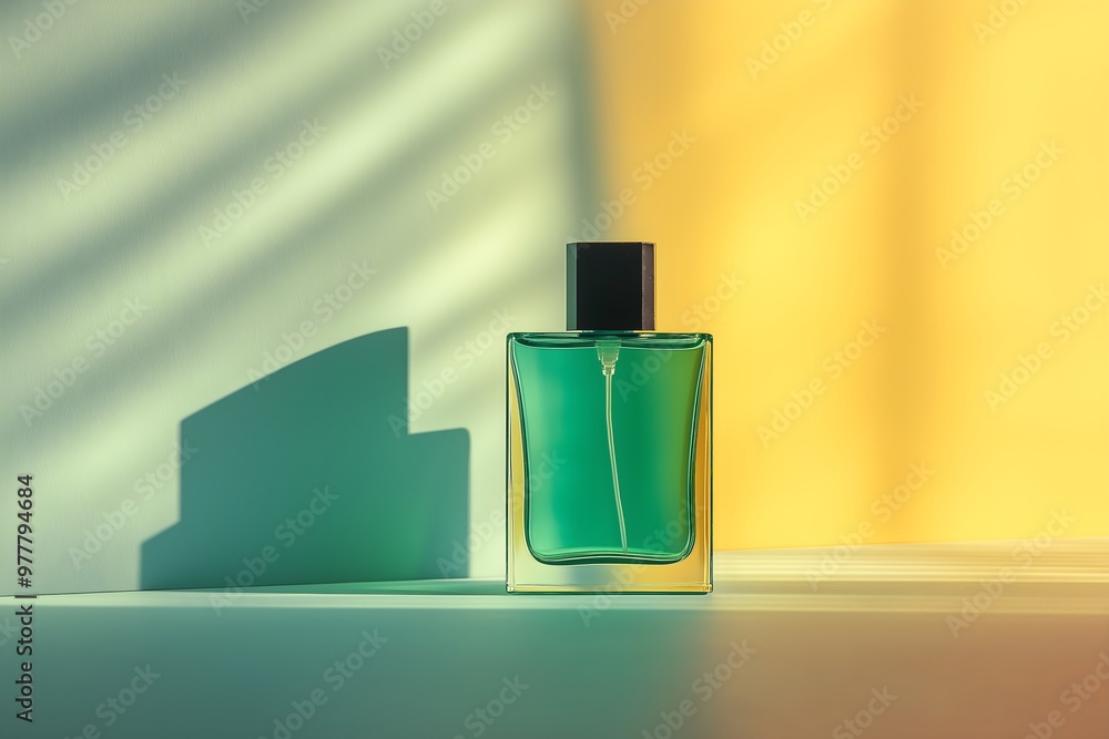 A Green Bottle Of Perfume On The Table, Gradient Background, Perfume Mockup, Product Display, Beauty & Cosmetics, Perfume Product Marketing Advert, Perfume Social Media A Green Bottle Of Perfume On The Table, Gradient Background, Perfume Mockup, Product Display, Beauty & Cosmetics, Perfume Product Marketing Advert, Perfume Social Media