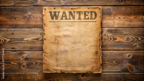 Vintage wild west wanted poster with western font and engravings