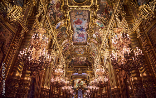 Paris, France, 09 13 2024, View of the Grand Foyer looking east, horizontal image, Palais Garnier  