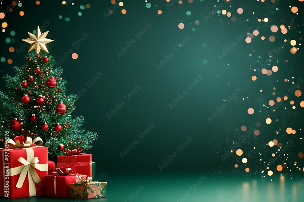 Naklejka premium Festive Christmas Tree and Gifts for Holiday Cheer