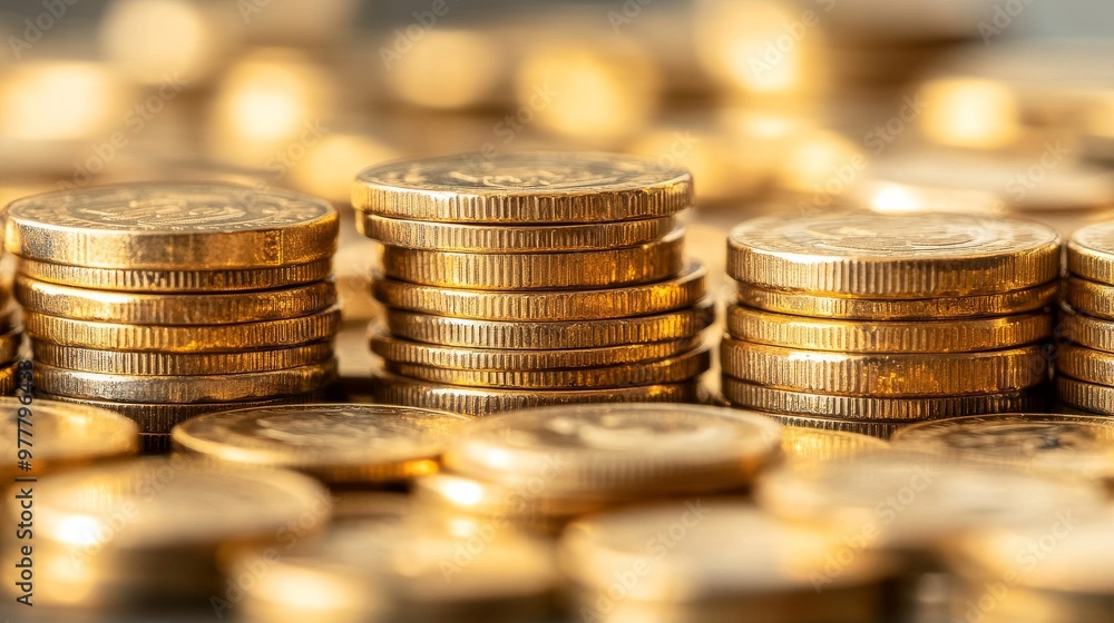 Stack of golden coin. Representing money, rich, wealth and financial success. Stack of golden coin. Representing money, rich, wealth and financial success.