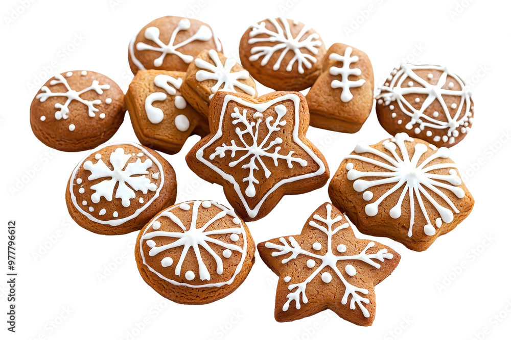 Festive gingerbread cookies decorated with white icing in various shapes and designs, perfect for holiday celebrations and Christmas themes. Festive gingerbread cookies decorated with white icing in various shapes and designs, perfect for holiday celebrations and Christmas themes.